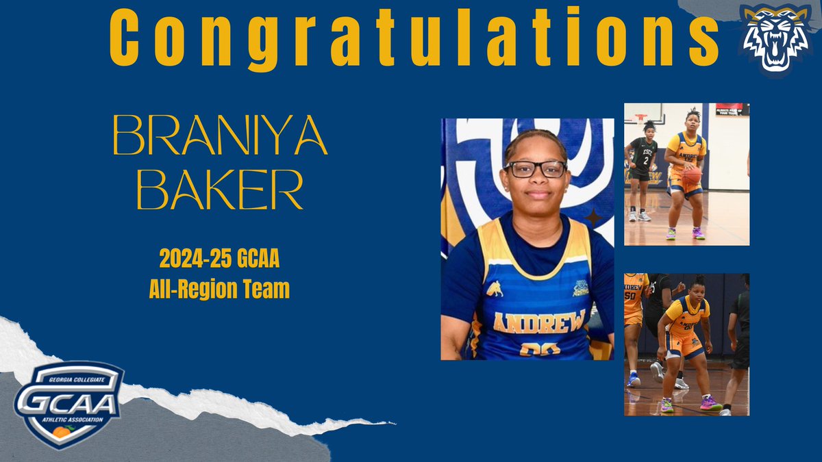 Congratulations to Freshman Braniya Baker was recognized by the GCAA Conference as a member of the 2024-2025 All Region Team.