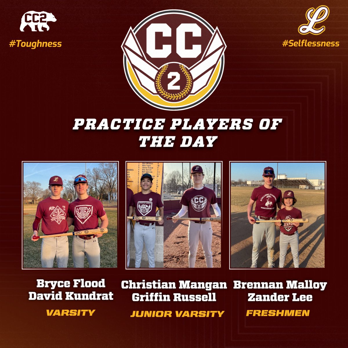 🐻 CC2 Practice Players of the Day ✈️
These Porter Baseball players were chosen by their teammates as our last two practice players who displayed #TOUGHNESS and #SELFLESSNESS! #PorterPride #CC2Forever