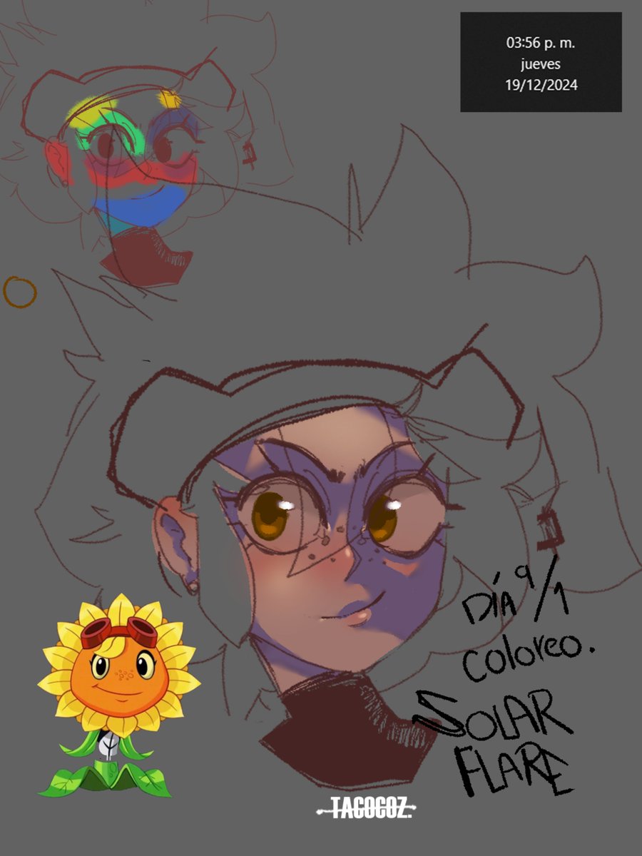 koffantz's tweet image. #plantsvszombies #pvzfanart #SolarFlare
Yep, solar flare drawing that I made to practice coloring, and with a design inspired by @Peargor