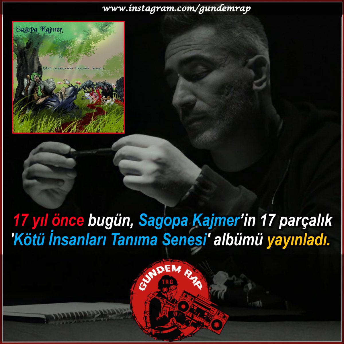 17 yıl önce bugün, Sagopa Kajmer’in 17 parçalık 'Kötü İnsanları Tanıma Senesi' albümü yayımlandı.