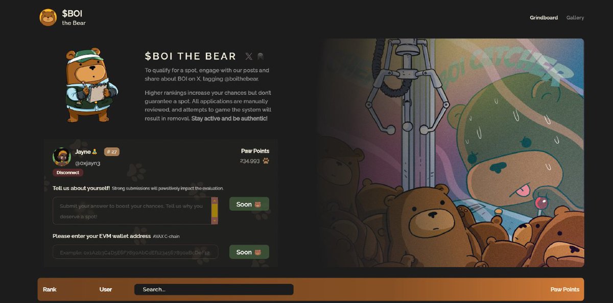 Xacker011's tweet photo. • They Call it GrindFi

Flex your @NodeGoAI points.
Flex your @Boithebear Paw points.
If you have less than 5
• 000 points
• comment below let’s support you 
Like and RT the $BOI https://t.co/45jpMM6X1g