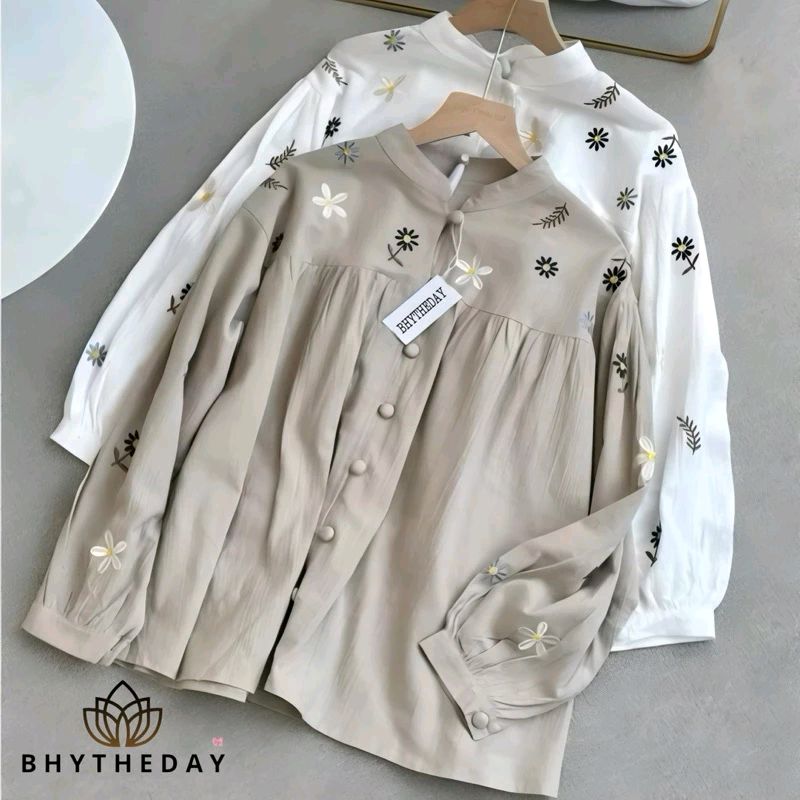 Cek B H Y T H E D A Y | Atasan Daviena Blouse Bordir Motif Bunga Kemeja Kerja Casual Kantor Outfit Korean Style Blouse Jumbo Warna Broken White Mocca Biru Bahan Cotton Linen Crincle dengan harga Rp93.250. Dapatkan di Shopee sekarang! s.shopee.co.id/1Vl1Jt8tEp?sha…