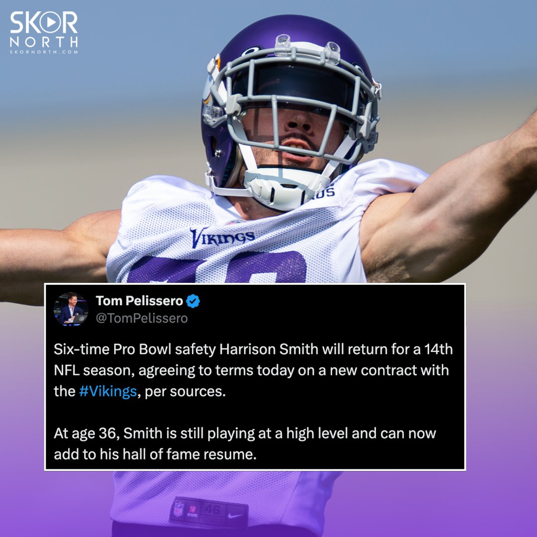 JUST IN: #Vikings safety Harrison Smith is returning for a 14th season in purple! 🙏💪 #SKOL