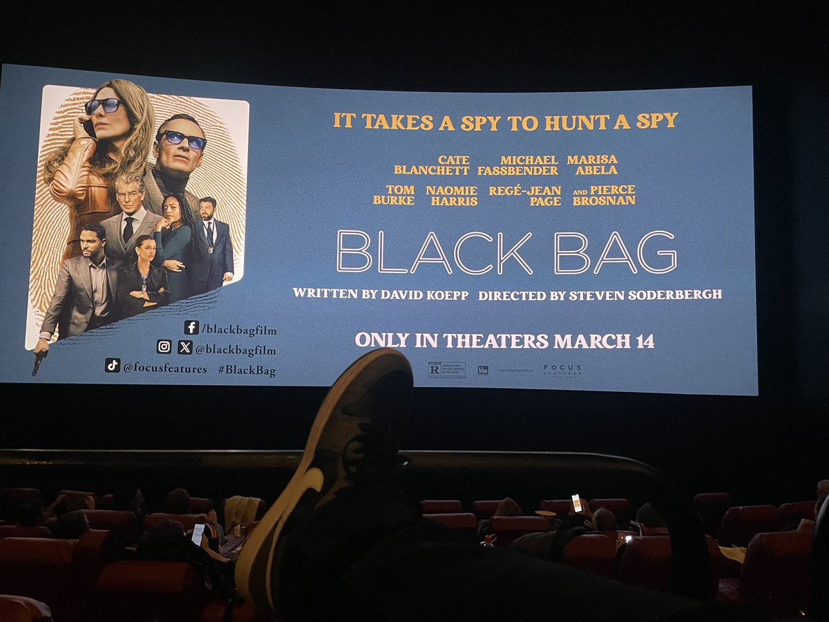 Klepcx's tweet image. The @blackbagfilm is masterfully crafted! Director #StevenSoderbergh delivers a star studded mind bender. #CateBlanchett and #MichaelFassbender’s on-screen chemistry is unmatched. It’s Knives Out meets Spy vs Spy shining a spotlight on relationship betrayal, deception and loyalty