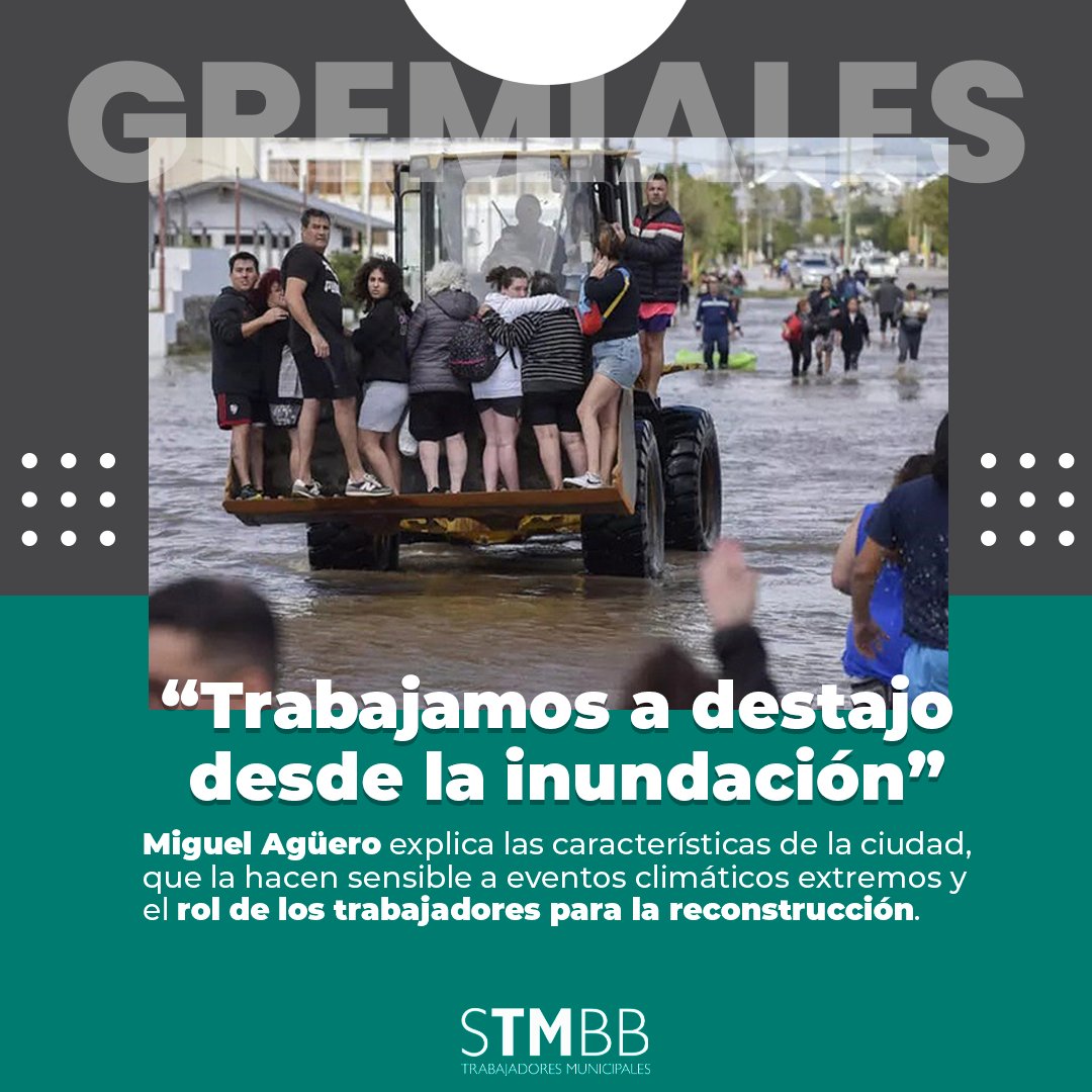 💡 #NoticiasGremiales "Trabajamos a destajo desde la inundación"

👉 “Literalmente, el agua rompió la ciudad, la rompió toda. Nunca vimos algo así”, comenta a la salida del comité de crisis, en el que tienen amplia representación, el secretario general, Miguel Agüero, en diálogo