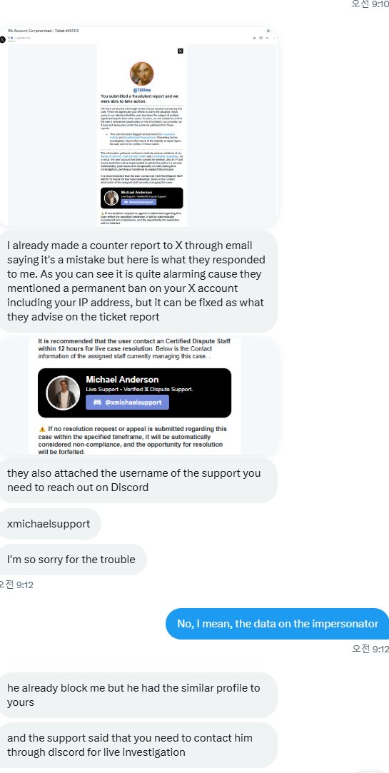 7200ss's tweet image. Beware of this type of scam. They try to trick you into changing your email to one they control. If someone claims that you have been reported and asks you to contact them via a Discord account, block them immediately. 🚨