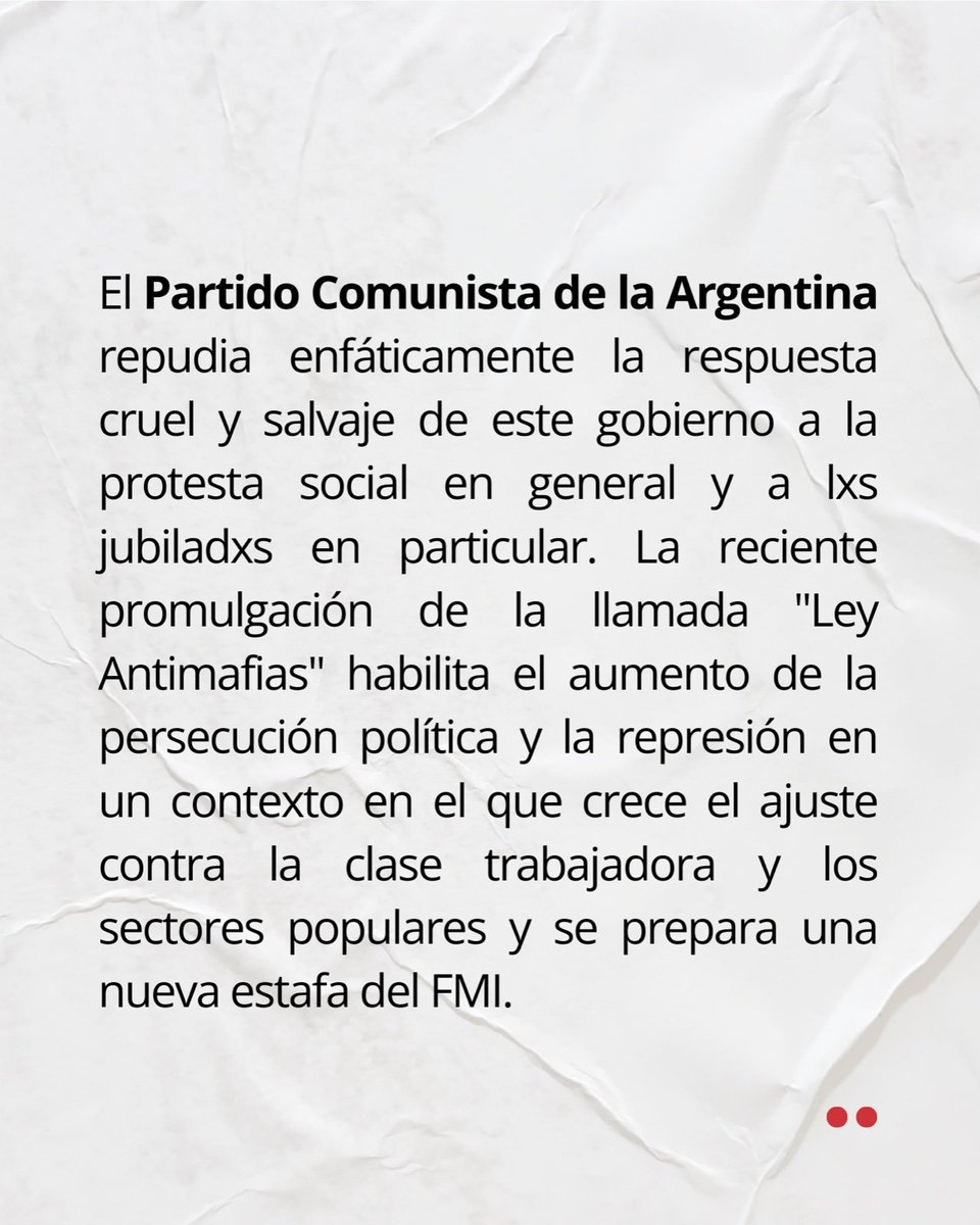 🟥 Repudiamos la  brutal represión al pueblo argentino y exigimos la libertad de todxs lxs compañerxs detenidxs.
