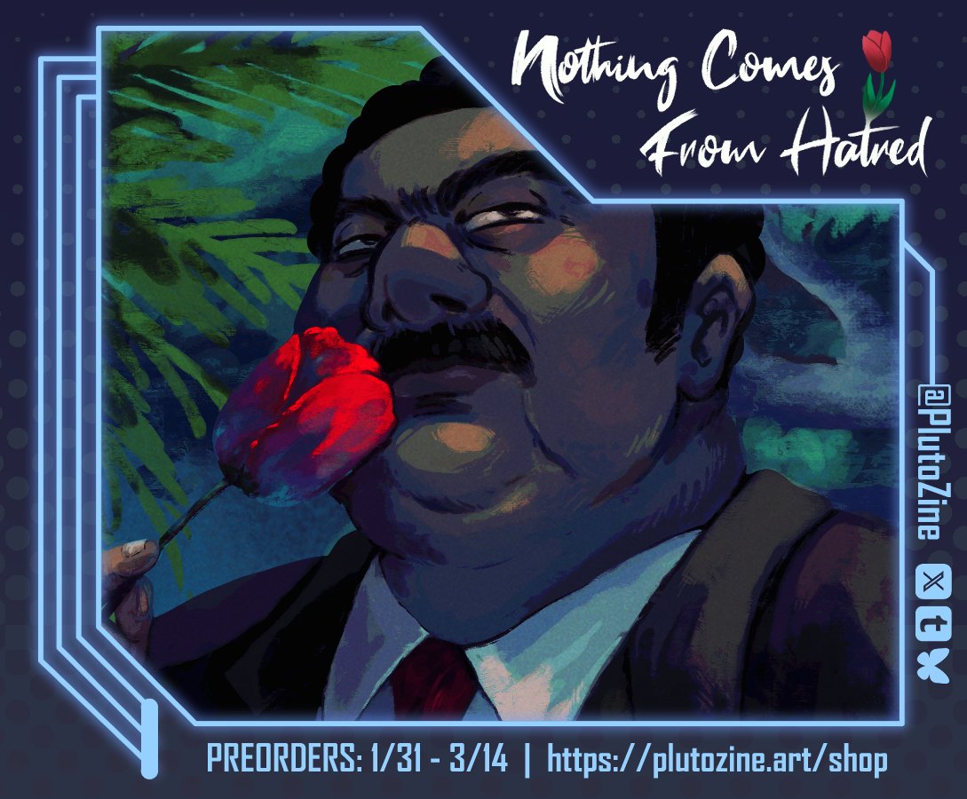 PlutoZine's tweet image. Today's page art preview is a beautifully textured painting of Darius XIV by @menenthas!🌷
Preorders (2 DAYS LEFT!!):
🌷plutozine.art/shop
(All proceeds go to the Palestine Children's Relief Fund!)