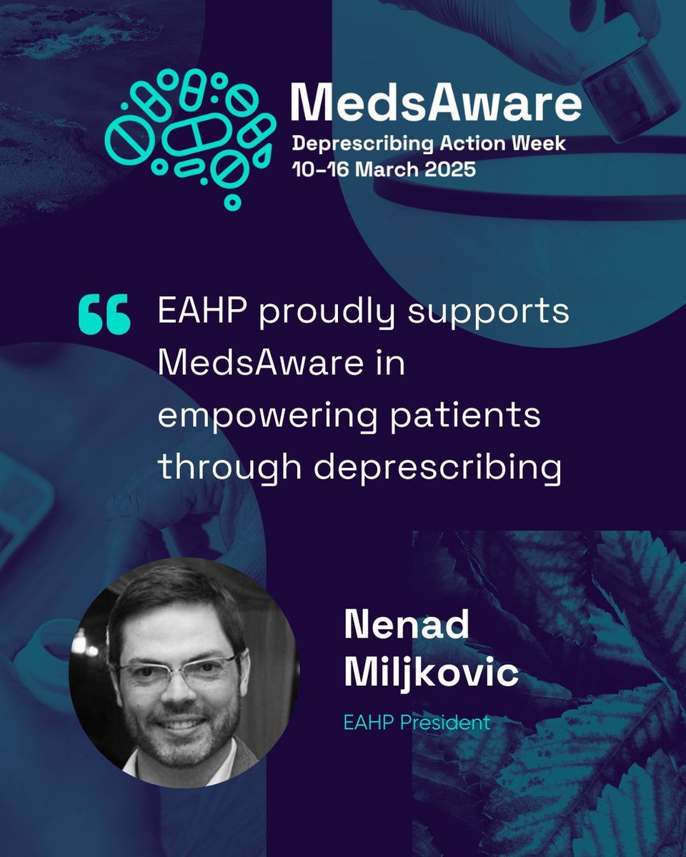 Advanced Pharmacy Australia (@adphaau) on Twitter photo 'Hospital pharmacists work in collaboration with patients and healthcare professionals to ensure medications can be discontinued safely and effectively when they no longer provide benefit.'
📣<a href="/EAHPofficial/">European Association of Hospital Pharmacists</a> proudly supports #MedsAware in empowering patients through deprescribing. 'Hospital pharmacists work in collaboration with patients and healthcare professionals to ensure medications can be discontinued safely and effectively when they no longer provide benefit.'
📣<a href="/EAHPofficial/">European Association of Hospital Pharmacists</a> proudly supports #MedsAware in empowering patients through deprescribing.