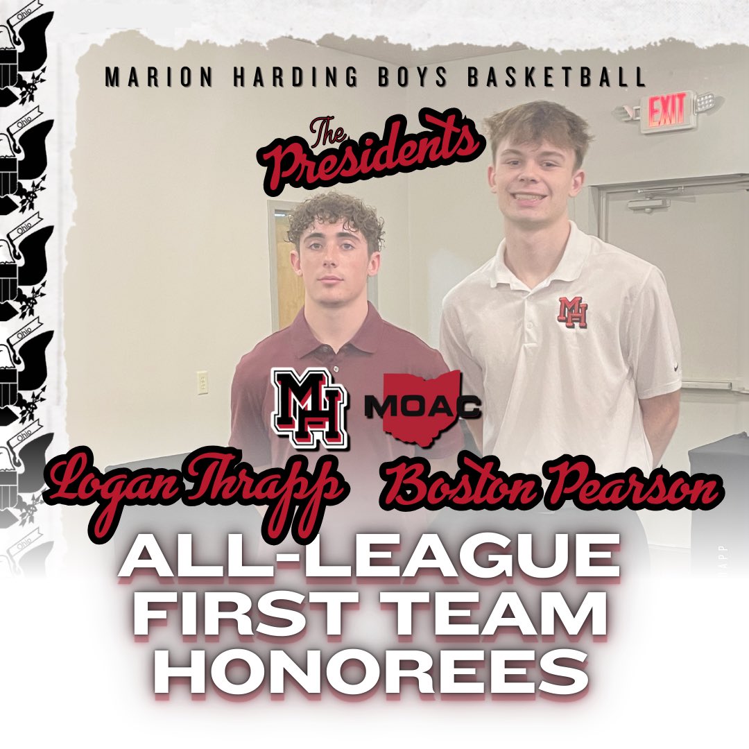 Marion Harding Boys Basketball (@prexyhoops) on Twitter photo Big night for Harding Hoops @ 2024-25 MOAC winter sports banquet…
First Team All-League:
#1 Logan Thrapp
#2 Boston Pearson
Congratulations once more to these young men on a record-setting season!!
<a href="/McMotorsport/">Rob McCurdy</a> <a href="/HardingPrexies/">Harding Presidents</a> <a href="/LoganThrapp/">Logan Thrapp</a> <a href="/bostonpearson_/">Boston Pearson</a> Big night for Harding Hoops @ 2024-25 MOAC winter sports banquet…
First Team All-League:
#1 Logan Thrapp
#2 Boston Pearson
Congratulations once more to these young men on a record-setting season!!
<a href="/McMotorsport/">Rob McCurdy</a> <a href="/HardingPrexies/">Harding Presidents</a> <a href="/LoganThrapp/">Logan Thrapp</a> <a href="/bostonpearson_/">Boston Pearson</a>
