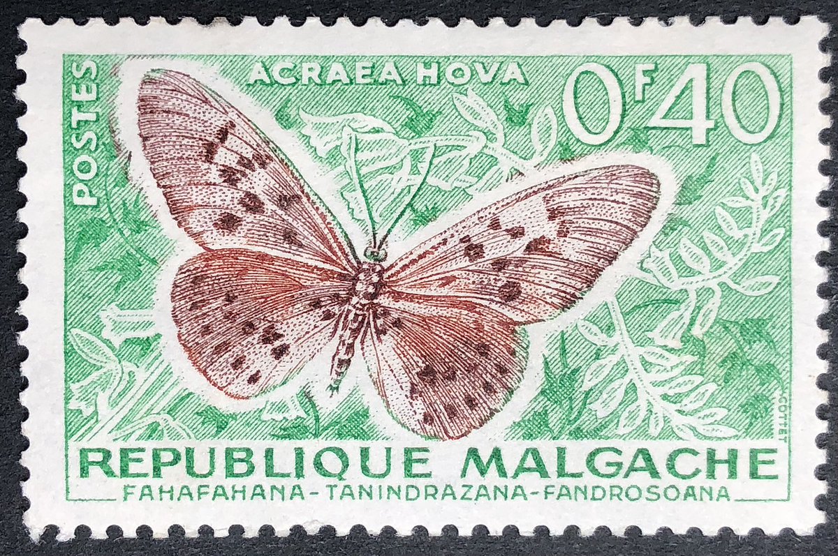 Here’s another beautiful butterfly from 1960 Madagascar. I can hardly wait for springtime to really blossom! I have this #EngravedBeauty in my stamp collection, but I probably won’t see a live one in my neighborhood.
