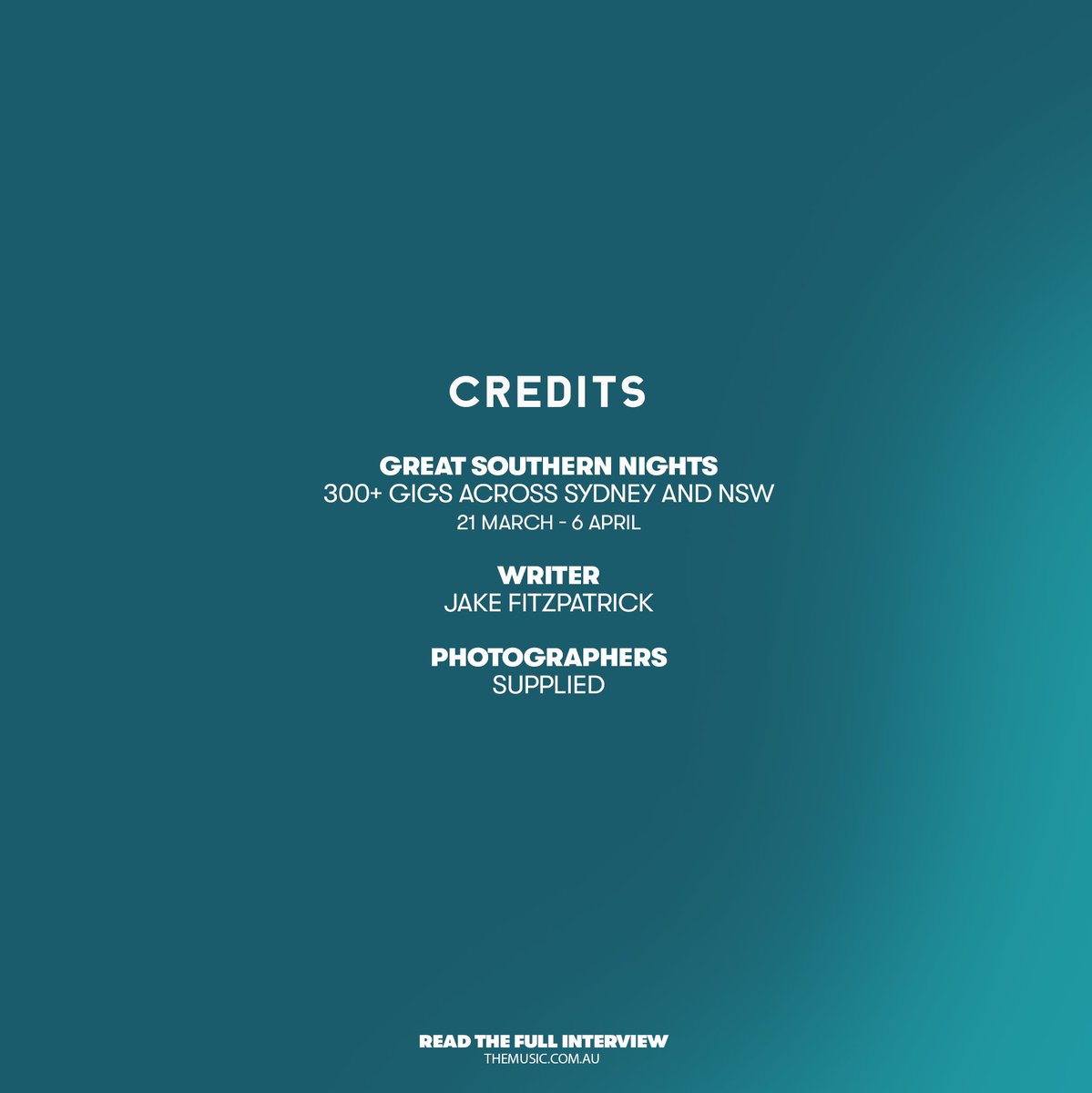 This week’s cover story spotlights Great Southern Nights!

The initiative, which began in 2020 as a response to the COVID-19 pandemic, has since blossomed into a showcase of Australia’s biggest acts.

Read the full cover story on The Music: themusic.com.au/features/why-g…