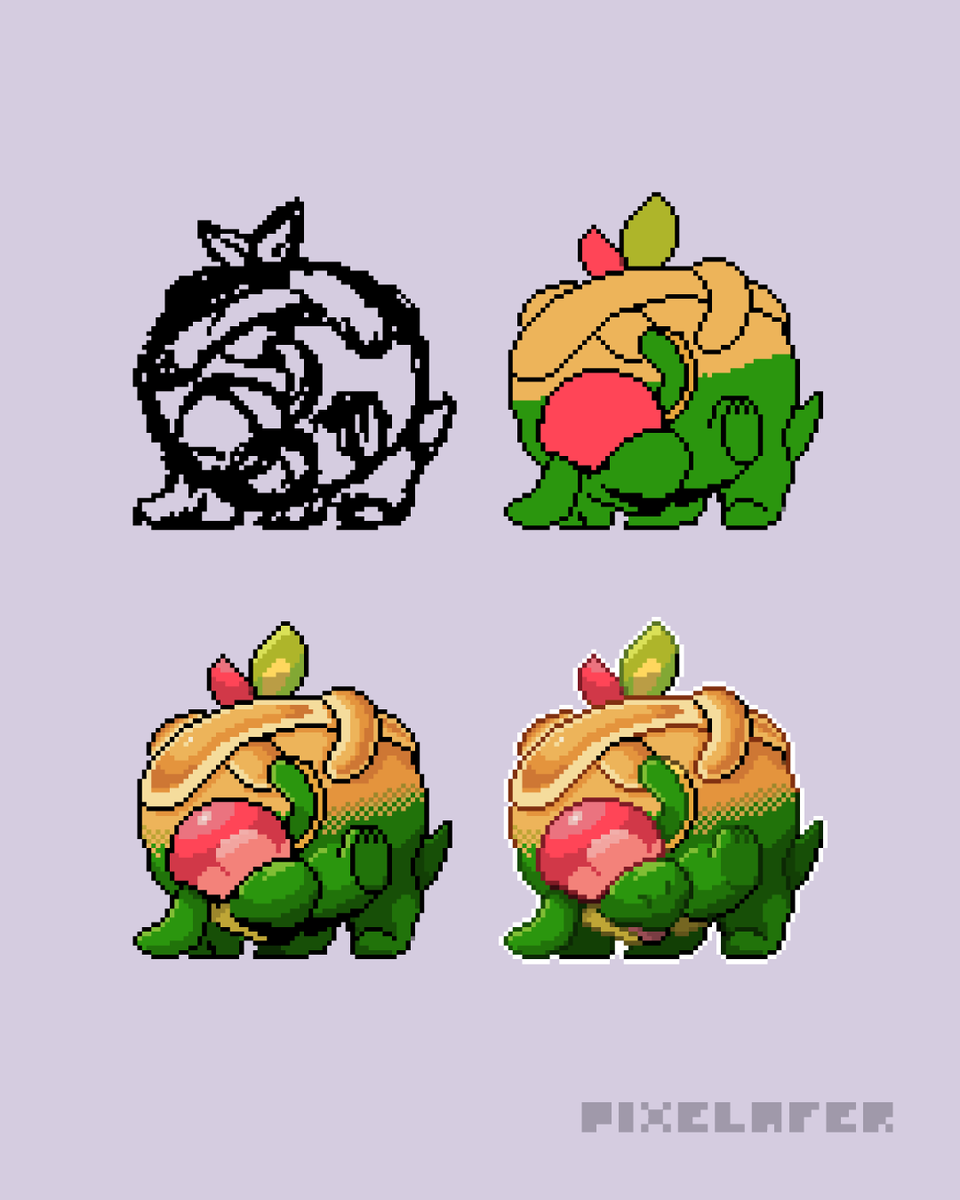 pixelafer's tweet image. I have a pie, I have an apple...uuuhhh Appletun ✨ 🍎
#pixelart #pixel #ドット絵
#Pokemon
