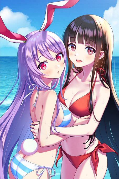 意外と高い輝夜と意外と低いうどんげ(東方) 