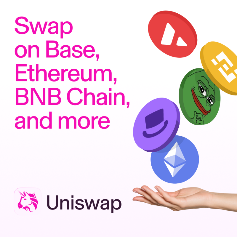 Uniswap's tweet photo. Easily access thousands of tokens across 12 chains. 

The safe, simple way to swap on the largest onchain marketplace.