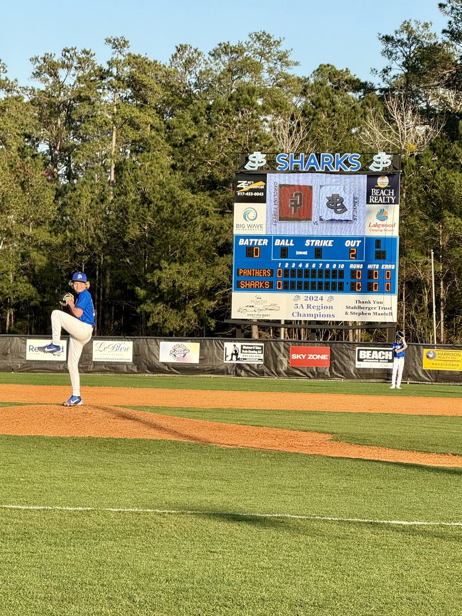 LiamRohan15's tweet image. Opening night start on the bump 8k through 4in @STJSHARKSBSBALL Got the W 6-5 over Carolina Forest. @rcentracchio @PowerBSB_SC @ChrisFord843
