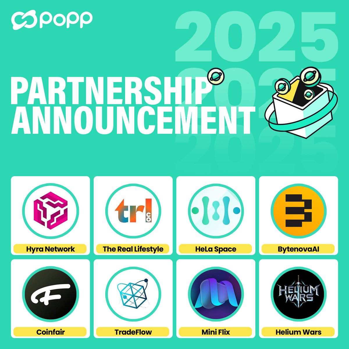 PoP Planet (@hi_poppofficial) on Twitter photo 🚀 Partnership Announcement 🚀
We’re thrilled to announce our collaboration with <a href="/hyranetwork/">Hyra Network</a>, <a href="/Trl_co/">The Real Lifestyle</a>, <a href="/HeLa_Labs/">HeLa Space 🍀</a>, <a href="/ClustroAI_/">Clustro AI</a>, <a href="/CoinfairGlobal/">Coinfair</a>, <a href="/Tradeflow_TFT/">TradeFlow(TFT)</a>, <a href="/miniflixvideo/">Mini Flix</a> and <a href="/0xHeliumWars/">Helium Wars</a>! 🌊
PoPP Dapp 3.0 is Now Live!
👉app.popp.club/en?code=TRYCAM…
⭐ <a href="/hyranetwork/">Hyra Network</a> is first 🚀 Partnership Announcement 🚀
We’re thrilled to announce our collaboration with <a href="/hyranetwork/">Hyra Network</a>, <a href="/Trl_co/">The Real Lifestyle</a>, <a href="/HeLa_Labs/">HeLa Space 🍀</a>, <a href="/ClustroAI_/">Clustro AI</a>, <a href="/CoinfairGlobal/">Coinfair</a>, <a href="/Tradeflow_TFT/">TradeFlow(TFT)</a>, <a href="/miniflixvideo/">Mini Flix</a> and <a href="/0xHeliumWars/">Helium Wars</a>! 🌊
PoPP Dapp 3.0 is Now Live!
👉app.popp.club/en?code=TRYCAM…
⭐ <a href="/hyranetwork/">Hyra Network</a> is first
