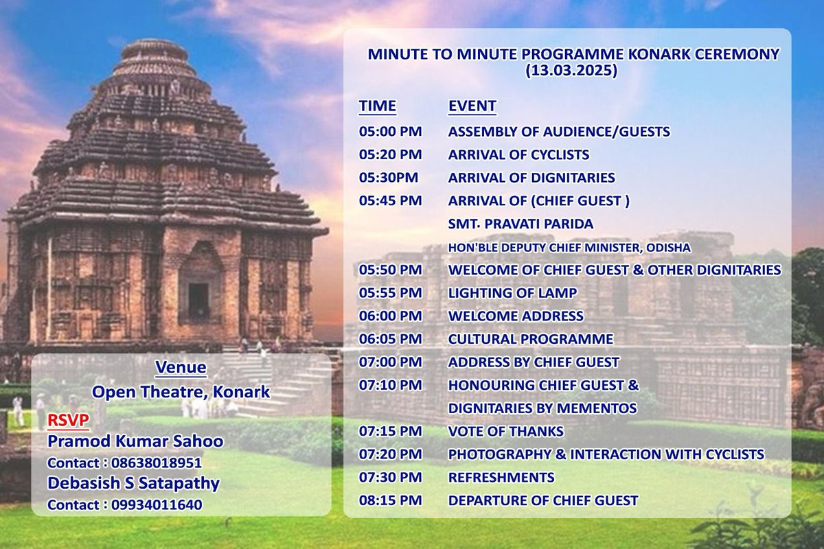 BYCS India Foundation (@bycsindia) on Twitter photo If you are in #Odisha #Konark - pls attend
<a href="/CISFHQrs/">CISF</a> <a href="/PoliceWaliPblic/">Sunchika Pandey/संचिका पाण्डेय</a> <a href="/CISFTraining/">CISFTraining</a> <a href="/BYCSIndia/">BYCS India Foundation</a> <a href="/INCycRev/">India Cycling Revolution</a> <a href="/DrBhairrviJoshi/">Dr. Bhairrvi joshi</a> <a href="/sselvan/">Bicycle Mayor of Hyderabad</a> If you are in #Odisha #Konark - pls attend
<a href="/CISFHQrs/">CISF</a> <a href="/PoliceWaliPblic/">Sunchika Pandey/संचिका पाण्डेय</a> <a href="/CISFTraining/">CISFTraining</a> <a href="/BYCSIndia/">BYCS India Foundation</a> <a href="/INCycRev/">India Cycling Revolution</a> <a href="/DrBhairrviJoshi/">Dr. Bhairrvi joshi</a> <a href="/sselvan/">Bicycle Mayor of Hyderabad</a>