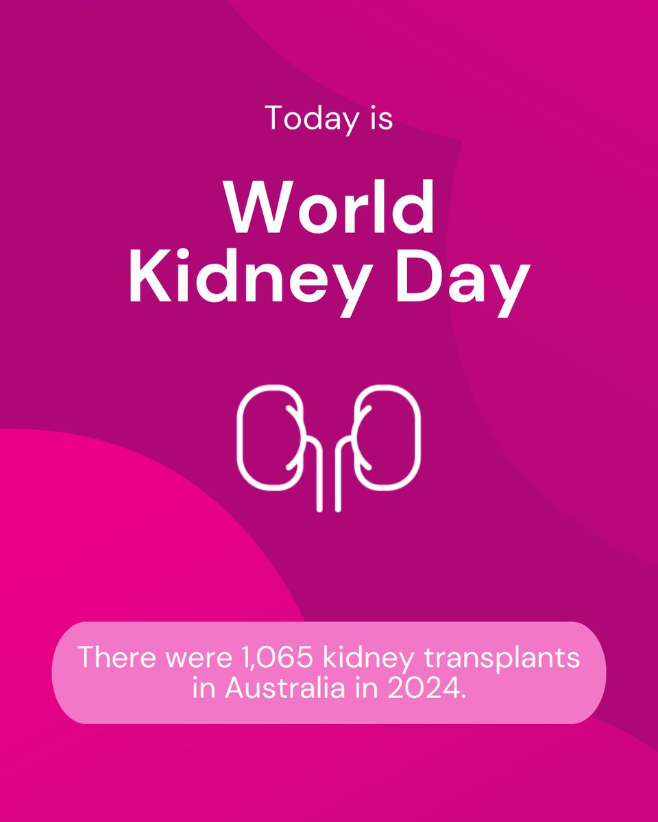 DonateLife ๐ (@donatelifetoday) on Twitter photo Itโs #WorldKidneyDay! In 2024 there were 812 kidney transplants from deceased donors, and 253 kidney transplants from living donors in Australia. Thank you to all donors, donor families, people who've had a transplant and <a href="/KidneyHealth/">Kidney Health</a> for raising awareness of kidney health ๐ Itโs #WorldKidneyDay! In 2024 there were 812 kidney transplants from deceased donors, and 253 kidney transplants from living donors in Australia. Thank you to all donors, donor families, people who've had a transplant and <a href="/KidneyHealth/">Kidney Health</a> for raising awareness of kidney health ๐