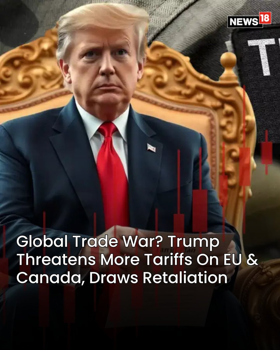 CNNnews18's tweet photo. Donald Trump said he would impose additional penalties if the EU continues with its counter tariffs plan on some US goods next month
#DonaldTrump #TariffWars #ImportGoods
https://t.co/QWcaA11GrW https://t.co/cutX2l03rG