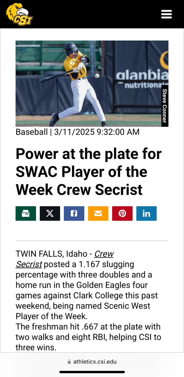 Crew Secrist (@secristcrew) on Twitter photo Took SWAC player of the week this last weekend!!! <a href="/PBRIdaho/">Coach Smith</a> <a href="/FlatgroundBats/">FLATGROUND Hitting</a> <a href="/NJCAABaseball/">NJCAA Baseball</a> <a href="/CSIBaseball/">CSI Baseball</a> <a href="/SCWarriorBaseb1/">SC Warrior Baseball</a> Took SWAC player of the week this last weekend!!! <a href="/PBRIdaho/">Coach Smith</a> <a href="/FlatgroundBats/">FLATGROUND Hitting</a> <a href="/NJCAABaseball/">NJCAA Baseball</a> <a href="/CSIBaseball/">CSI Baseball</a> <a href="/SCWarriorBaseb1/">SC Warrior Baseball</a>
