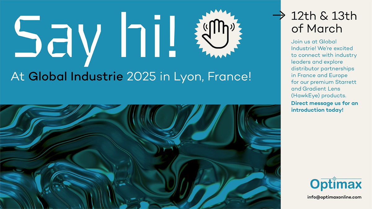 We’re excited to be on the show floor at Global Industrie, where we'd like to meet industry leaders and potential partners! We’re especially keen on exploring distributor partnerships in France and Europe for our top-notch product lines from Starrett and Gradient Lens (HawkEye).