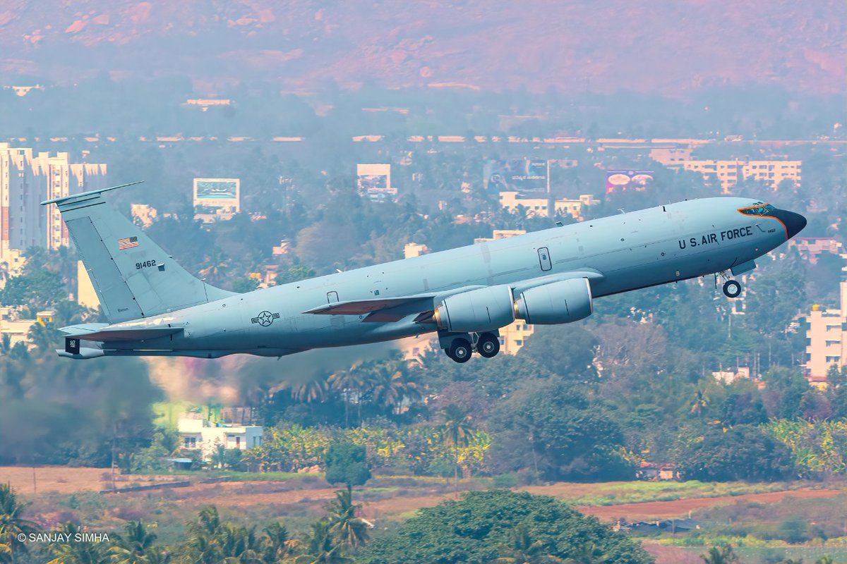 During Aero India 2025, UASF's B-1B Lancer and KC-135A seen here operating from Bengaluru International, did low passes over AF Station Yelahanka. 

They came all the way from Guam - show of strength and capability by US to strike far? 

Pics: SANJAY SIMHA
VelocityTTL.com