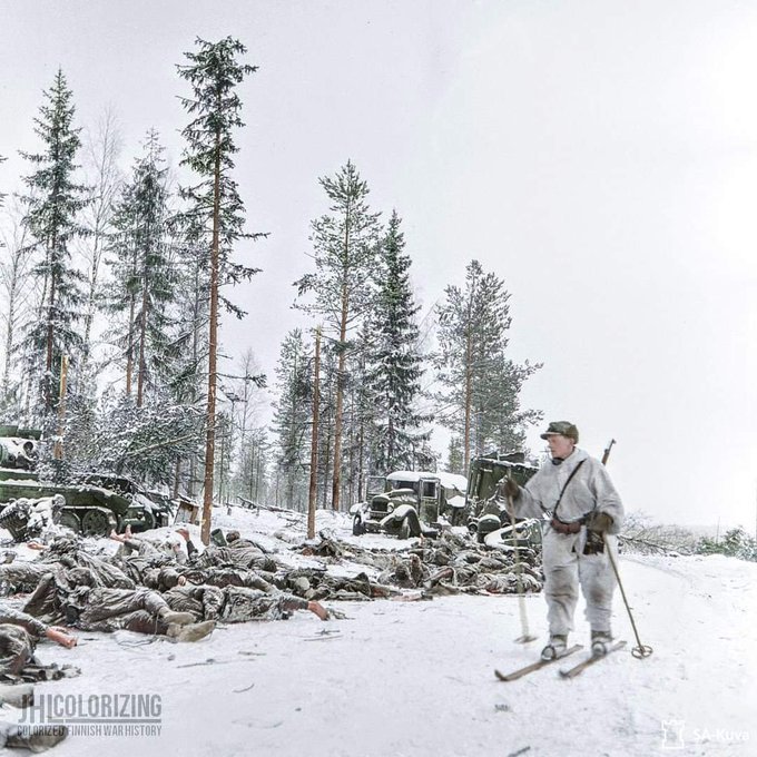 Today marks the 85th anniversary of the end of  unprovoked russian invasion of Finland known as Winter War. 

105-day defensive battle of tiny 3,6 million strong Finland against the Soviet Union of 170 million people ended in a defensive victory for Finland.