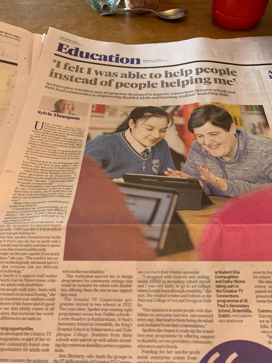 lecheiletrust1's tweet photo. A lovely article in this weeks @IrishTimes referencing TY students from @stpaulsg and their participation in a TY community connections programme involving adults with intellectual disabilities.Well done all 👏🏻👏🏻@osheamargaret https://t.co/FkAaSP7F98
