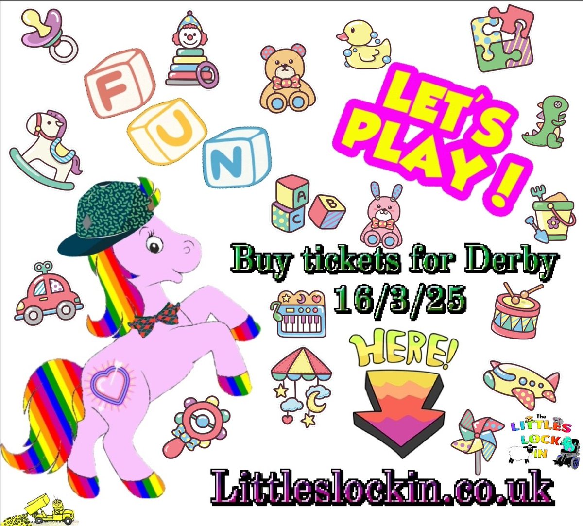 Your ageplay adventure starts with a ticket to the @littleslockin Derby:

Littleslockin.co.uk

What will be there, you ask?

Toys🔫
SELFIE BOOTH that emails your pictures📷
Rocking horse🎠
Adult sized Walker🚷
Adult sized crib🍼
Adult sized high chair🪑
10ft x 10ft giant ball