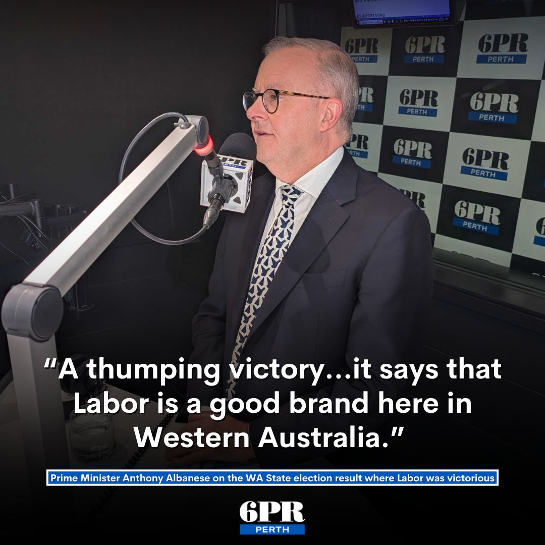 Prime Minister Anthony Albanese visited 6PR Radio to chat with Perth Live’s Oliver Peterson.

Hear the full story: brnw.ch/21wRidP