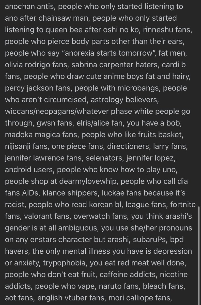 118mitzi's tweet image. look at this dni list i found 😭😭😭