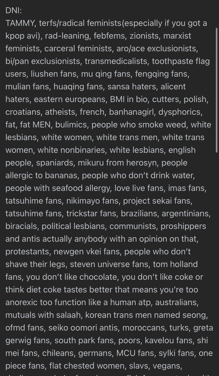 118mitzi's tweet image. look at this dni list i found 😭😭😭