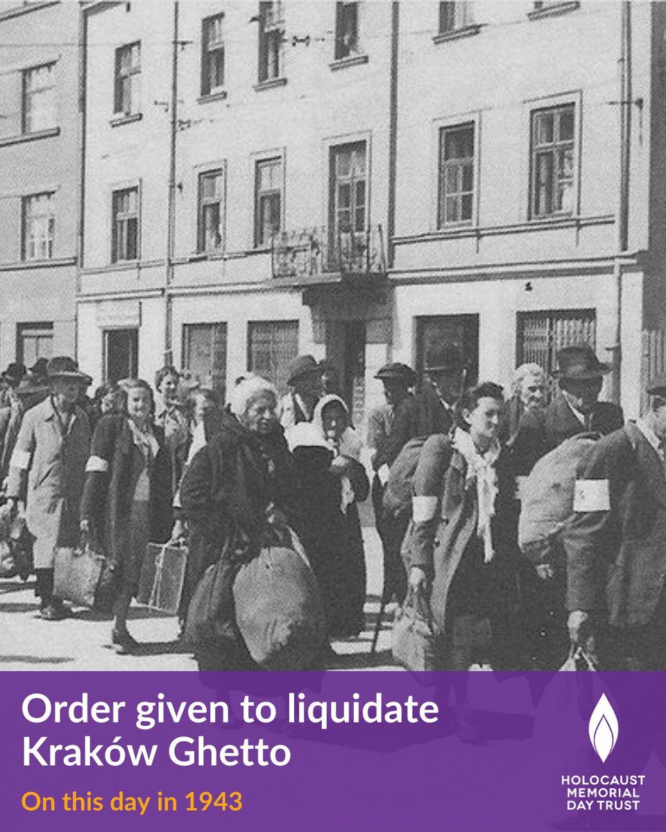 #OnThisDay in 1943, the commander of the SS and Police in Kraków, Poland, ordered the ‘liquidation’ of the Kraków Ghetto.

Around 2,000 Jews were transported to a labour camp while another 2,000 Jews were murdered in the streets or sent to Auschwitz. #OTD

🔗