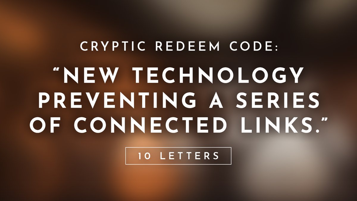 Atrium Lab (@atrium_lab) on Twitter photo Our new cryptic puzzle has launched, can you figure it out??
This weeks puzzle is: ”New technology preventing a series of connected links."
10 letters...
No spoiling it for others, keep the answer to yourself! Our new cryptic puzzle has launched, can you figure it out??
This weeks puzzle is: ”New technology preventing a series of connected links."
10 letters...
No spoiling it for others, keep the answer to yourself!