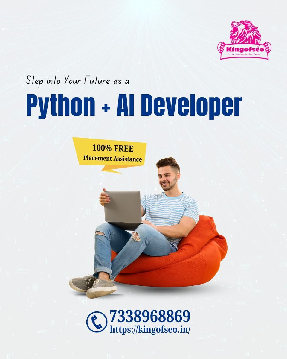 KingofseoIndia's tweet image. 🤖🚀 Future-proof your career with Python & AI Development! Get 100% Free Placement Assistance & start your tech journey today! 🏆💻
#pythoncourses #pythoncourse #pythoncourseonline #pythoncoursetraining #pythoncourseinchennai #pythoncoursenearme #pythoncoursenearmeforbeginners
