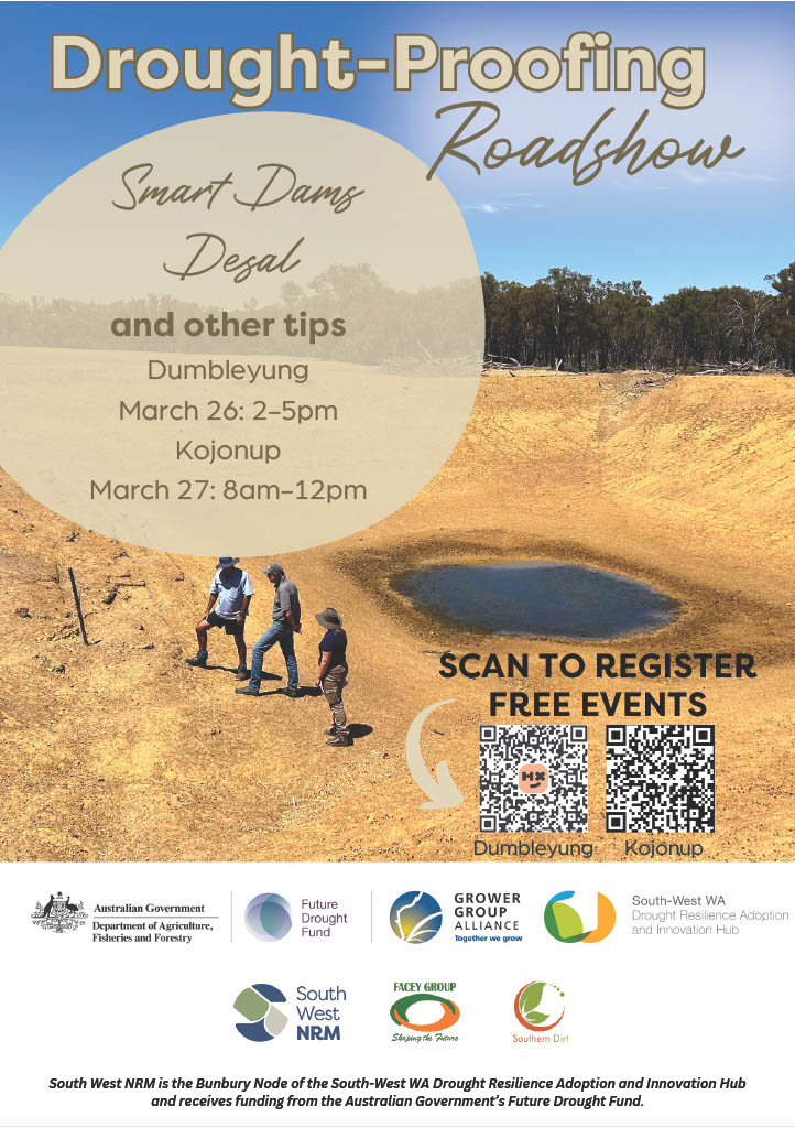 Are you attending??
Hear from industry experts on:
- Water Use Efficiency &amp; Desalination
- WaterSmart Dams &amp; NEW Water Evaluation Platform
- Drainage and Dam building innovations
- The Dry Season &amp; Strategic Community Water Supplies around the area
RSVP - trybooking.com/CZQEZ