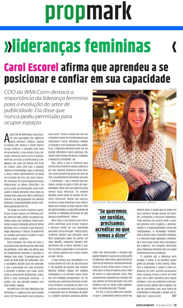 Capa <a href="/propmark/">propmark</a> sobre lideranças femininas na Publicidade