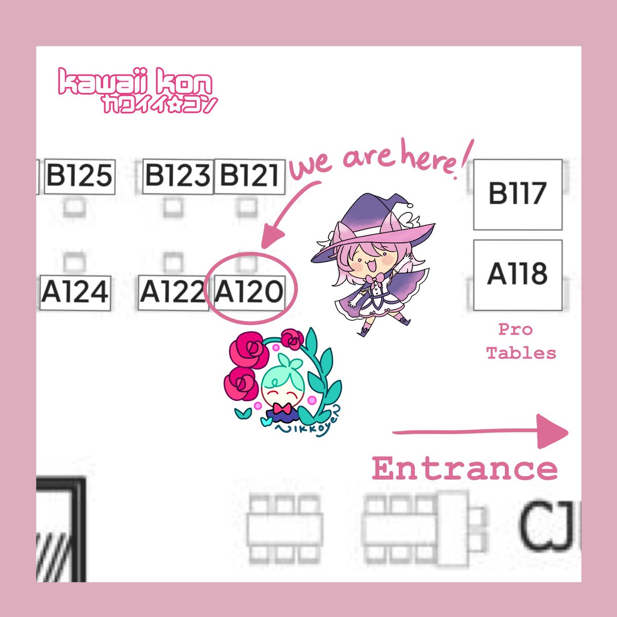 Surprise!! <a href="/nikkoyen/">🌺 YEN! 🌺</a> and I have a collab sticker gacha for Kawaii Kon this weekend! Please come visit us at table A120 (first table in the front!)

#kawaiikon #kawaiikon2025