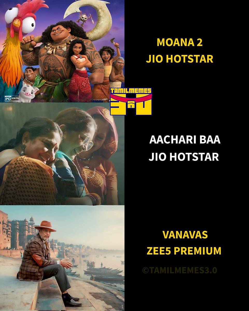 tamilmemes30's tweet photo. Ott releases (March 14th) 💥🍿
#ponman | #2kLovestory | #Seesaw |#RingRing | #OruJathiJathakam | #Behappy | #KaadhalEnbadhuPodhuUdamai | #ramamraghavam | #Agent | #Moana2 | #AachariBaa | #Vanavas https://t.co/atRQxZQdLj