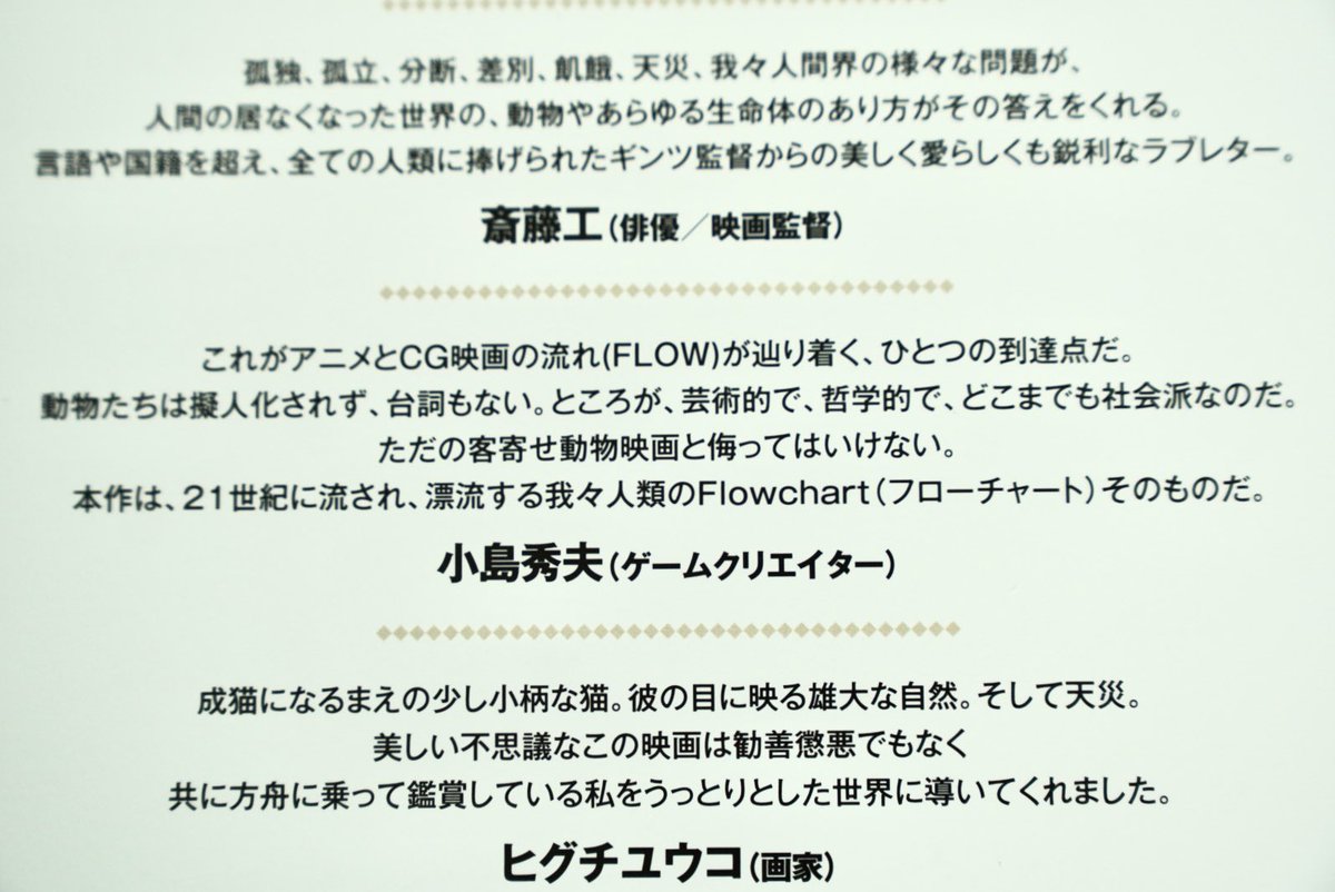 “FLOW” is coming to theaters tomorrow in Japan. I received the pamphlet for it. Thank you very much. My comment is on there. 🐈‍⬛🙏👍🫶🙇🏻😍