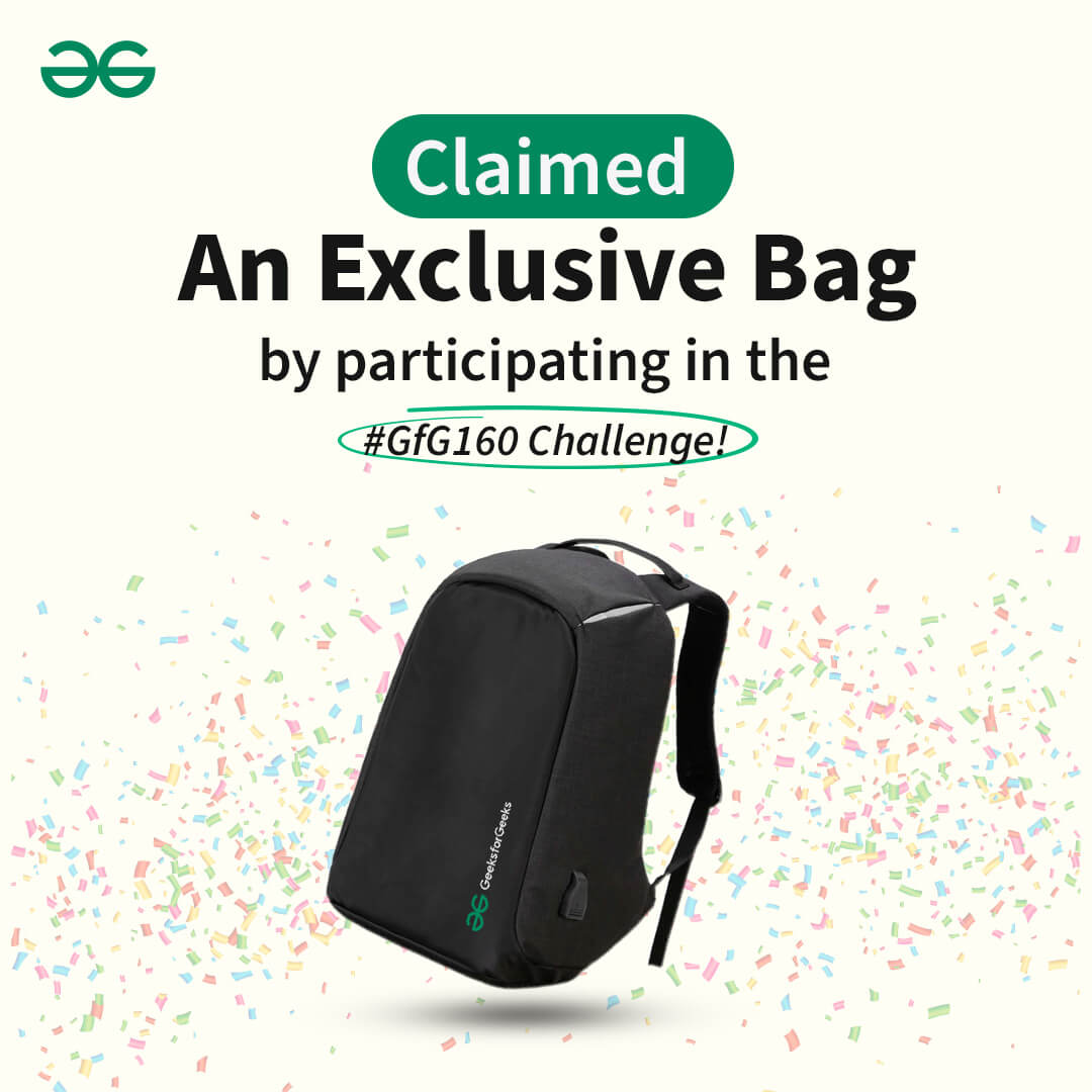 itz_manuv's tweet image. 🎉Won an exclusive GfG Bag for completing the #gfg160 daily problem-solving challenge on @geeksforgeeks
Excited for more challenges ahead. #ProblemSolving #DSA #programmer