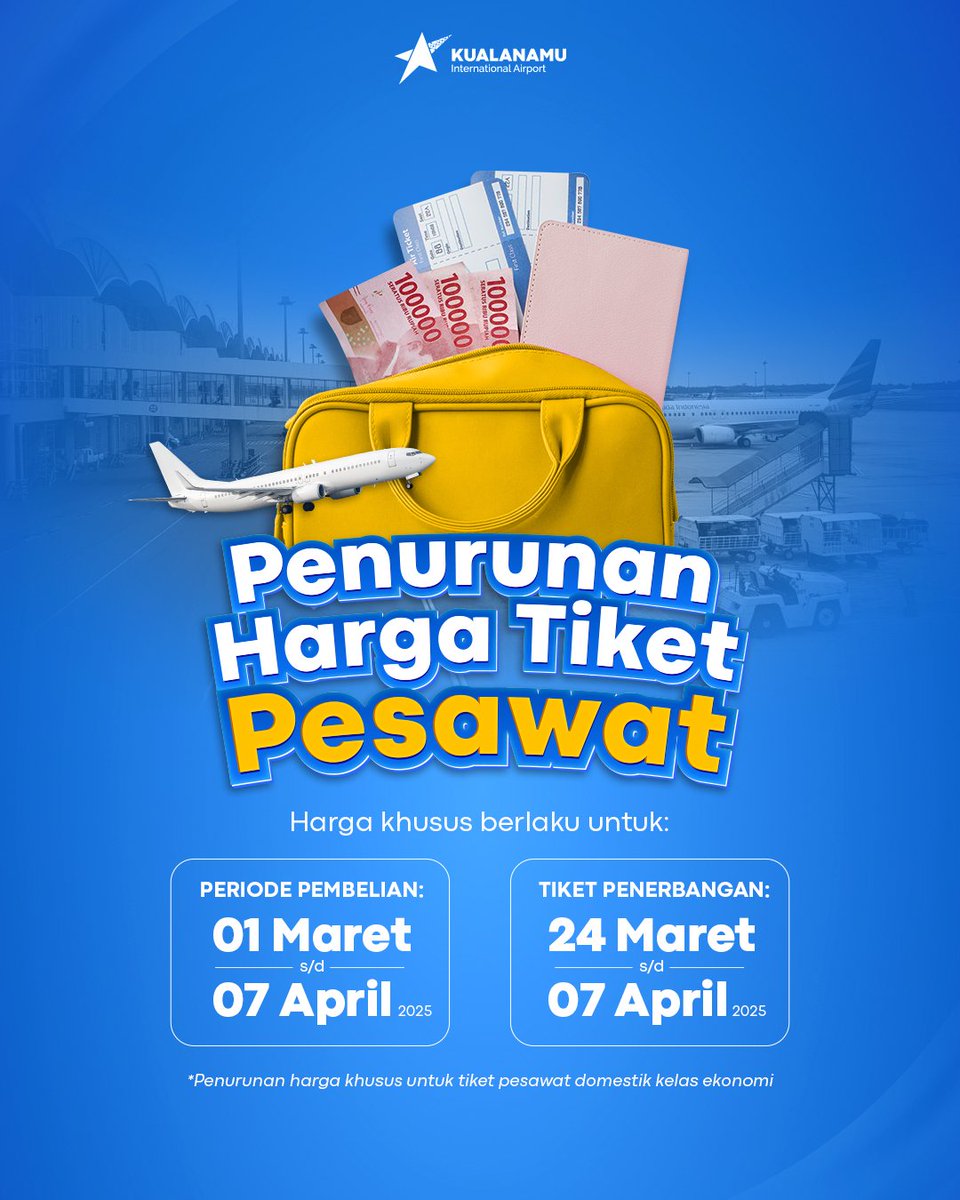kno_airport's tweet image. Kabar gembira! Ada penurunan harga tiket pesawat khusus untuk penerbangan domestik.
Jangan lewatkan kesempatan ini untuk mudik lebaran #APfriends tahun ini ya!

#Kualanamu
#Bandarakualanamh