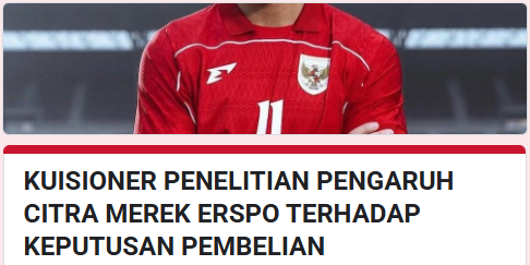 Permisi, saya mahasiswa yang sedang melakukan penelitian akhir mengenai jersey Timnas Indonesia. Apabila berkenan mohon bantuannya untuk mengisi kuisioner penelitian saya. 🇮🇩⚽️🙇‍♂️
Terima Kasih!✨

forms.gle/7EZqeYiWk9PFaf…

izin min <a href="/Officialkjti/">Kolektor Jersey Timnas Indonesia</a> <a href="/Jerseyforum/">The OG Indonesian Blokecore</a>