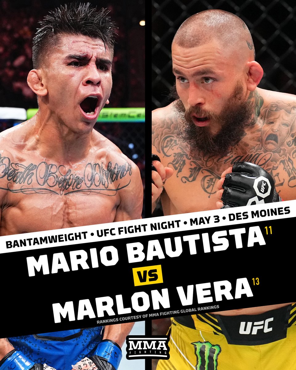#UFCDesMoines is STACKED 🔥

• Deiveson Figueiredo x Cory Sandhagen
• Reinier De Ridder x Bo Nickal
• Mason Jones x Jeremy Stephens
• Mario Bautista x Chito Vera
• Yana Santos x Miesha Tate