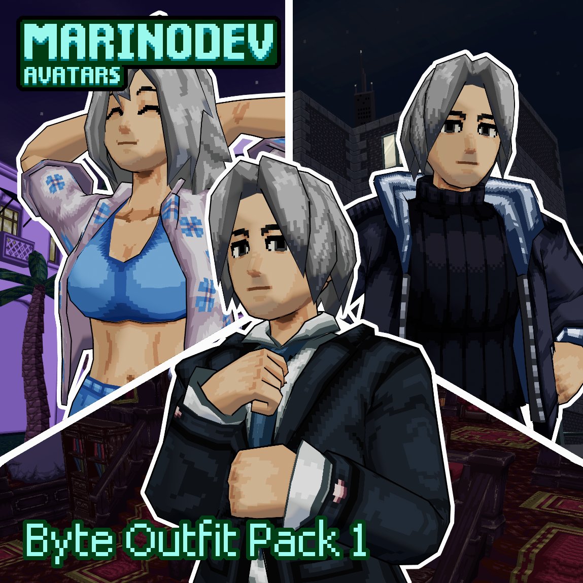 Byte is now completely rolled out!
You can now purchase Outfit Pack 1 and Accessory Pack 1 on Booth or Gumroad!

Also check out the public avatar on vrc: vrchat.com/home/avatar/av…

marinodev.booth.pm
marinodev.gumroad.com