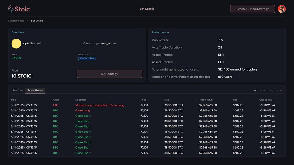 Sneak Peek: Trading Model Details 🤖

#STOIC #AITrading #DeFi #TradingBots #AIAgent 

Prepare to discover, evaluate, and profit from AI-powered trading bots like never before! Gain complete insights into each model’s performance, including:

✅ Overview – Strategy details,