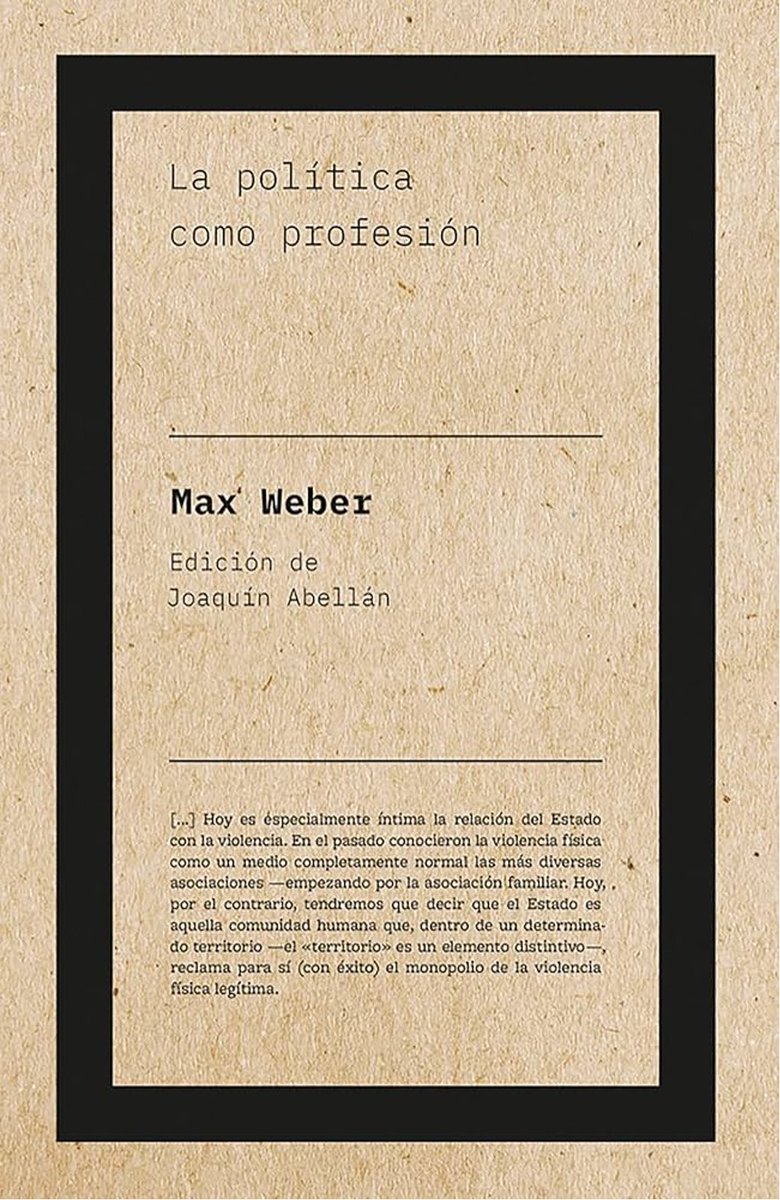 Este ensayo de Max Weber contiene ideas importantes sobre la política y el Estado, y la relación entre política y ética (con su distinción entre la ética de convicciones y la ética de la responsabilidad).

Descarga libre: teoriapoliticaseminario.home.blog/wp-content/upl…