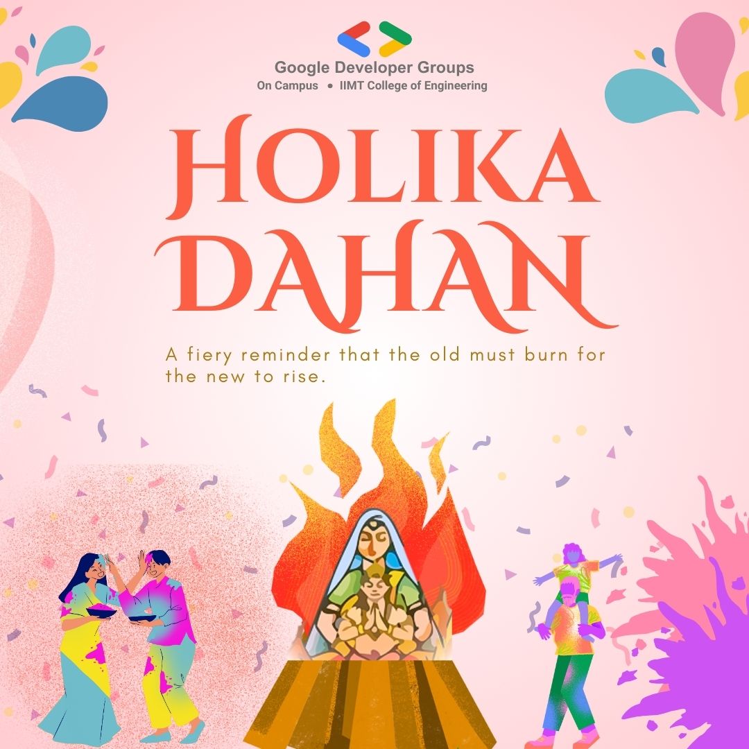 GDSC_IIMT's tweet image. Shubh Holika dahan from our gdg family to yours! May the divine fire purify your mind, body &amp;amp; soul, and bless you with good health, wealth &amp;amp; happiness.
#Holikadahan #Holi #gdgiimt