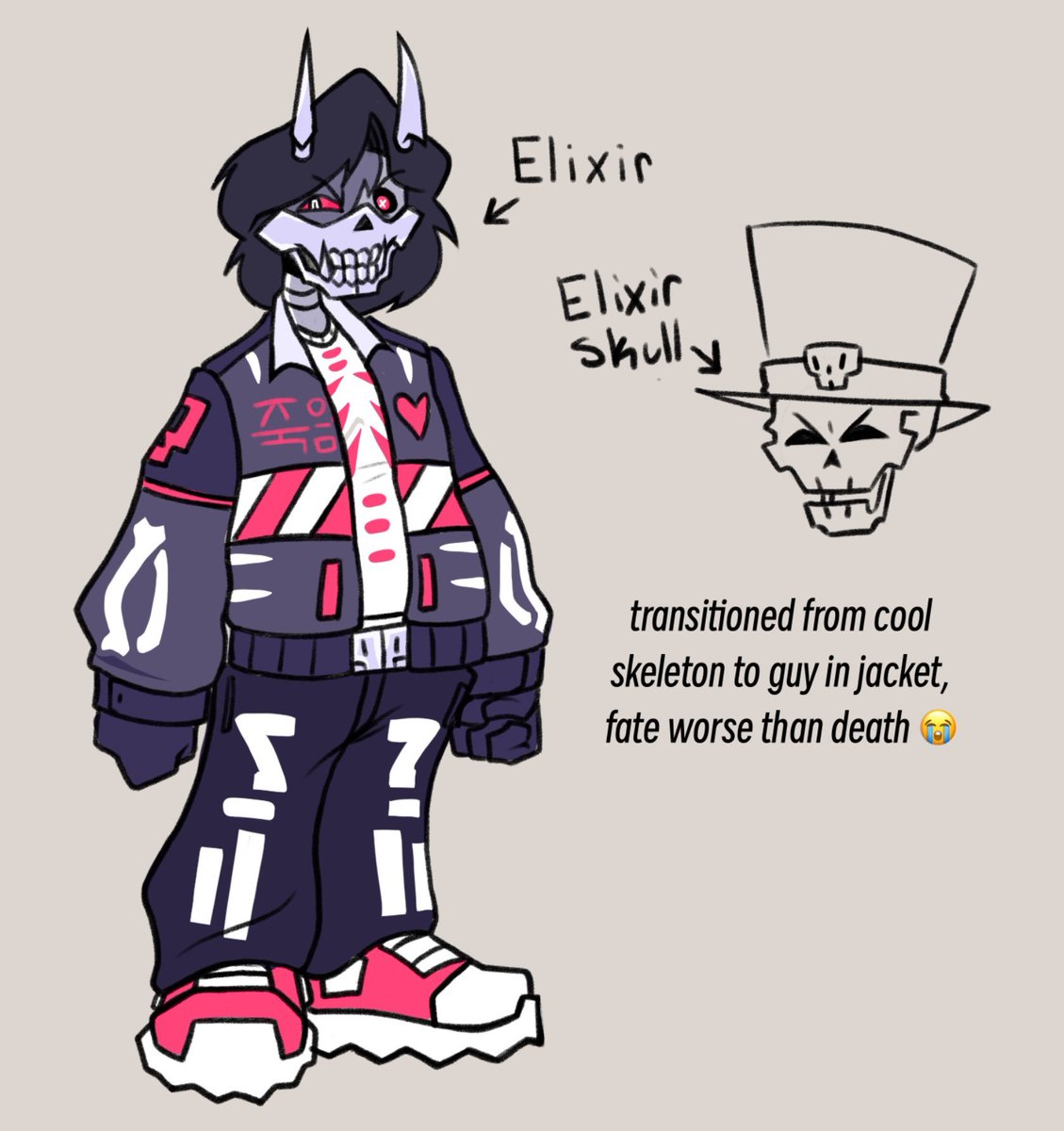 elixirskul's tweet image. i might as well pin dis for now until i make better ref or something (no elixir skull isnt going away hes just the alternate one lul)